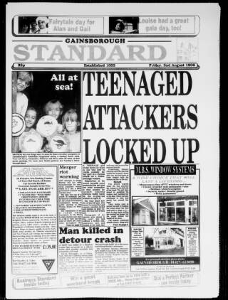 cover page of Retford, Worksop, Isle of Axholme and Gainsborough News published on August 2, 1996