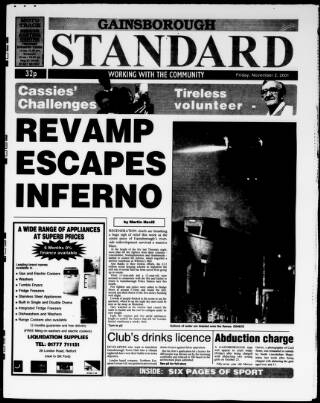 cover page of Retford, Worksop, Isle of Axholme and Gainsborough News published on November 2, 2001