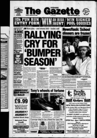 cover page of West Lancashire Evening Gazette published on March 19, 1999