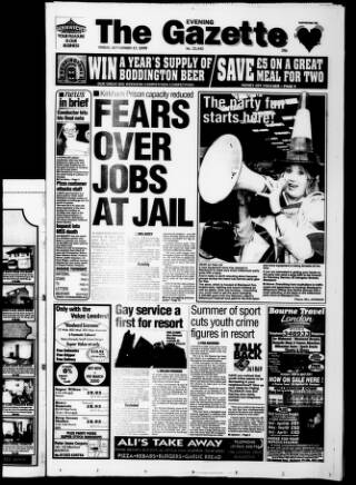 cover page of West Lancashire Evening Gazette published on September 17, 1999
