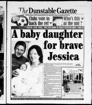 cover page of Dunstable Gazette published on September 17, 2003