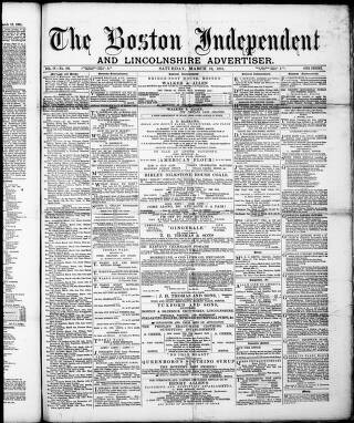 cover page of Boston Independent and Lincolnshire Advertiser published on March 19, 1881