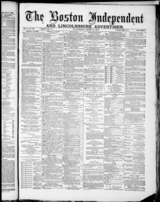 cover page of Boston Independent and Lincolnshire Advertiser published on June 18, 1887