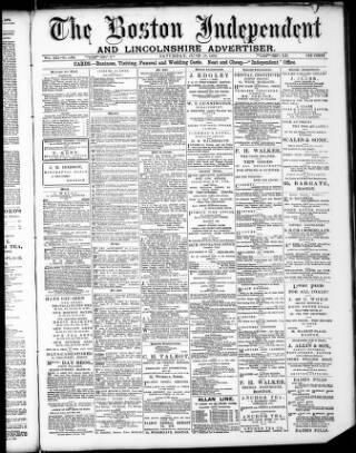 cover page of Boston Independent and Lincolnshire Advertiser published on June 18, 1898