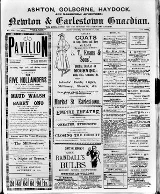 cover page of Newton and Earlestown Guardian published on September 17, 1915