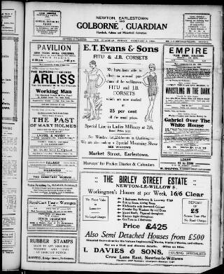 cover page of Newton and Earlestown Guardian published on February 2, 1934