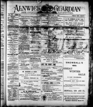 cover page of Alnwick Guardian and County Advertiser published on February 2, 1895