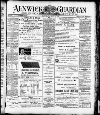 cover page of Alnwick Guardian and County Advertiser published on May 2, 1903
