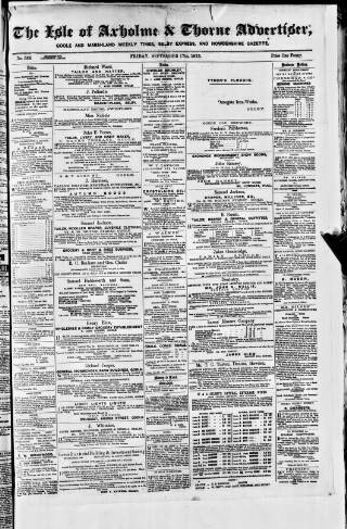 cover page of Crowle Advertiser and Isle of Axholme News published on September 17, 1875