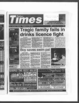 cover page of Pudsey & Stanningley News published on March 19, 1998