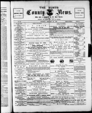 cover page of Hunts County News published on February 2, 1889