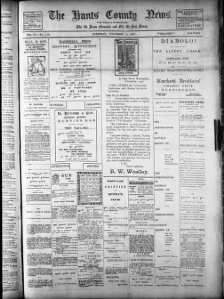 cover page of Hunts County News published on November 2, 1907