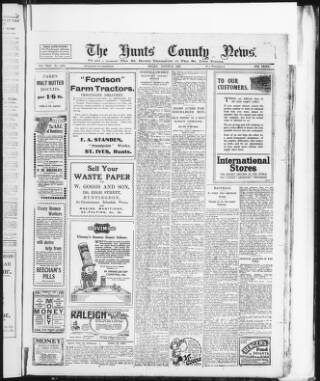 cover page of Hunts County News published on August 2, 1918