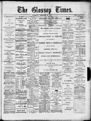 cover page of Glossop Times published on February 2, 1889