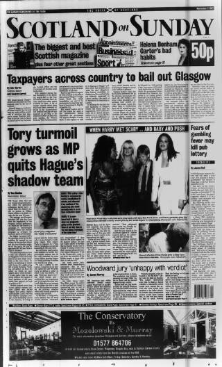 cover page of Scotland on Sunday published on November 2, 1997