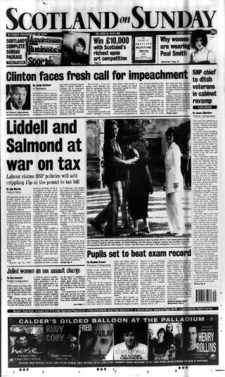 cover page of Scotland on Sunday published on August 2, 1998