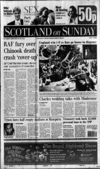 cover page of Scotland on Sunday published on June 18, 2000