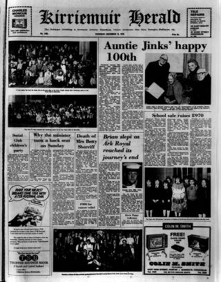 cover page of Kirriemuir Herald published on December 14, 1978