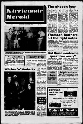 cover page of Kirriemuir Herald published on November 2, 1989
