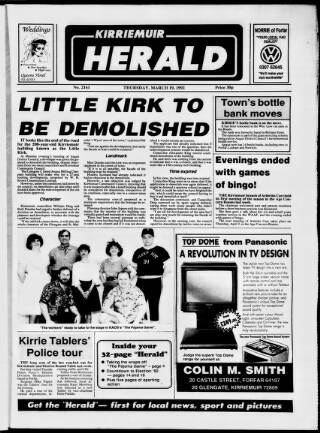 cover page of Kirriemuir Herald published on March 19, 1992