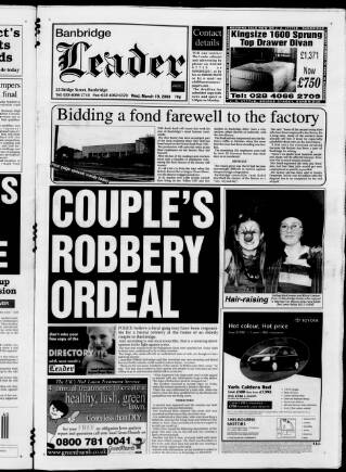 cover page of Banbridge Leader published on March 19, 2003