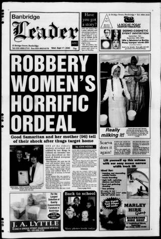 cover page of Banbridge Leader published on September 17, 2003