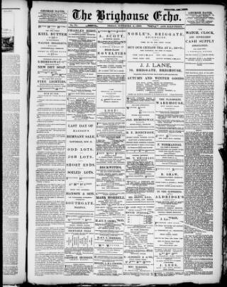 cover page of Brighouse Echo published on November 2, 1888