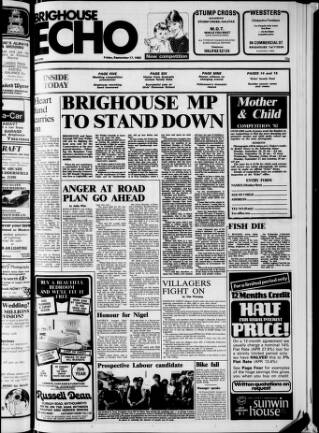 cover page of Brighouse Echo published on September 17, 1982