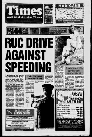 cover page of Carrick Times and East Antrim Times published on November 2, 1989