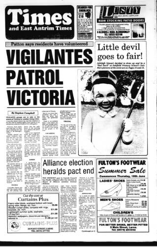 cover page of Carrick Times and East Antrim Times published on June 18, 1992
