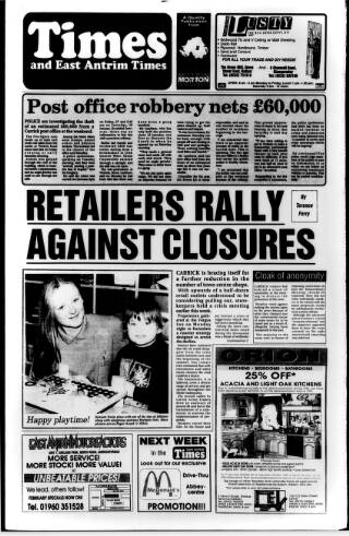 cover page of Carrick Times and East Antrim Times published on February 2, 1995
