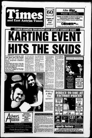 cover page of Carrick Times and East Antrim Times published on May 4, 2000