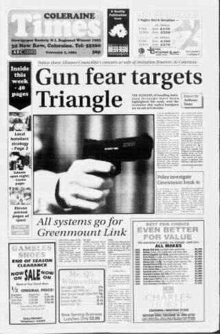 cover page of Coleraine Times published on February 2, 1994