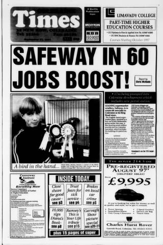cover page of Coleraine Times published on September 17, 1997