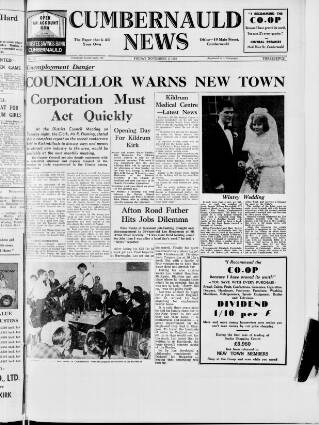 cover page of Cumbernauld News published on November 2, 1962