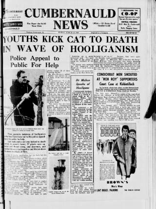 cover page of Cumbernauld News published on March 19, 1965