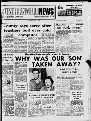 cover page of Cumbernauld News published on May 2, 1968
