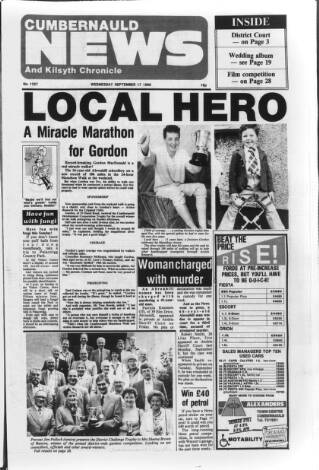cover page of Cumbernauld News published on September 17, 1986