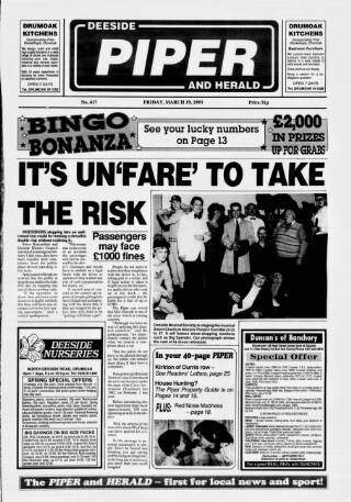 cover page of Deeside Piper published on March 19, 1993