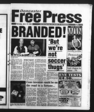 cover page of Doncaster Free Press published on June 18, 1998