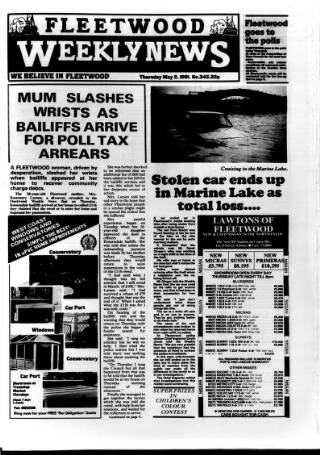 cover page of Fleetwood Weekly News published on May 2, 1991