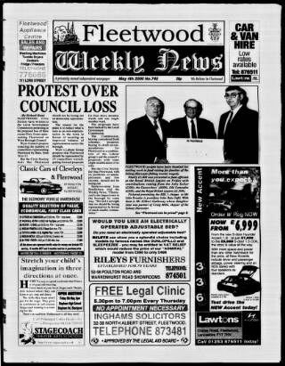 cover page of Fleetwood Weekly News published on May 4, 2000