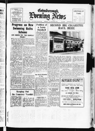 cover page of Gainsborough Evening News published on November 2, 1965