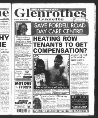 cover page of Glenrothes Gazette published on March 19, 1998