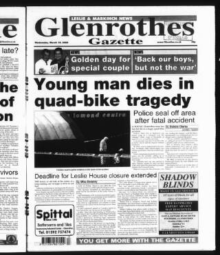 cover page of Glenrothes Gazette published on March 19, 2003
