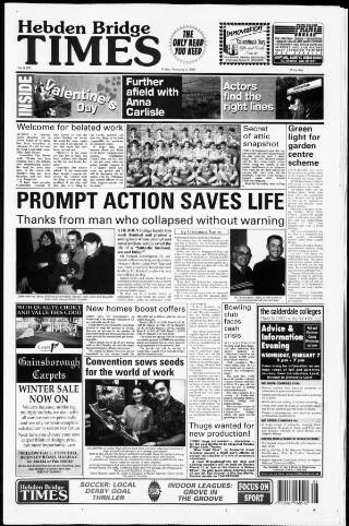 cover page of Hebden Bridge Times published on February 2, 2001