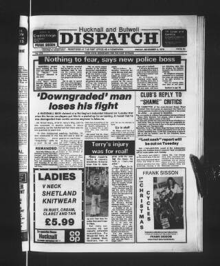 cover page of Hucknall Dispatch published on November 2, 1979
