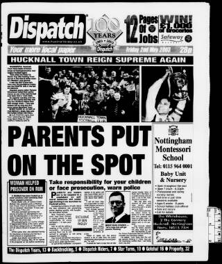 cover page of Hucknall Dispatch published on May 2, 2003
