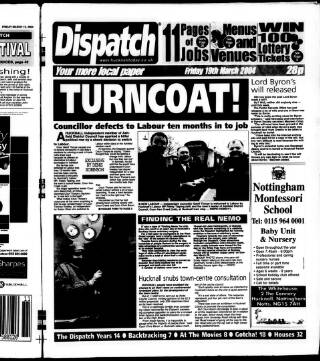 cover page of Hucknall Dispatch published on March 19, 2004