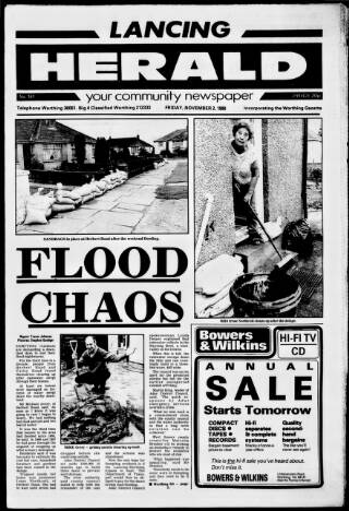 cover page of Lancing Herald published on November 2, 1990